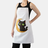 Glimlachende zwarte kat met gloeiende groene ogen  schort (Insitu)