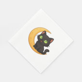 Glimlachende zwarte kat met gloeiende groene ogen  servet (Hoek)