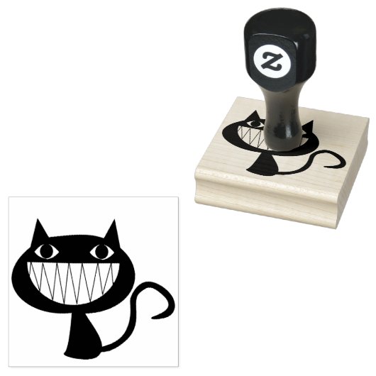 GLIMLACHENDE ZWARTE KAT RUBBER STEMPELS (Gestempeld)