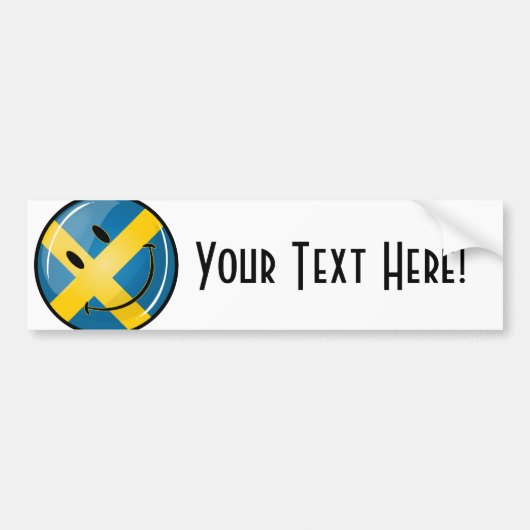 Glimlachende Zweedse Vlag Bumpersticker (Voorkant)