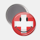 Glimlachende Zwitserse vlag Magneet (Voorkant / Achterkant)