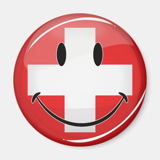 Glimlachende Zwitserse vlag Magneet (Voorkant)