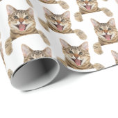 glimlachte kat op wit cadeaupapier (Rol Hoek)