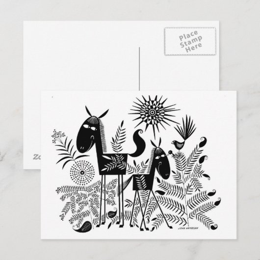 glimlachte paarden briefkaart (Voorkant / Achterkant)