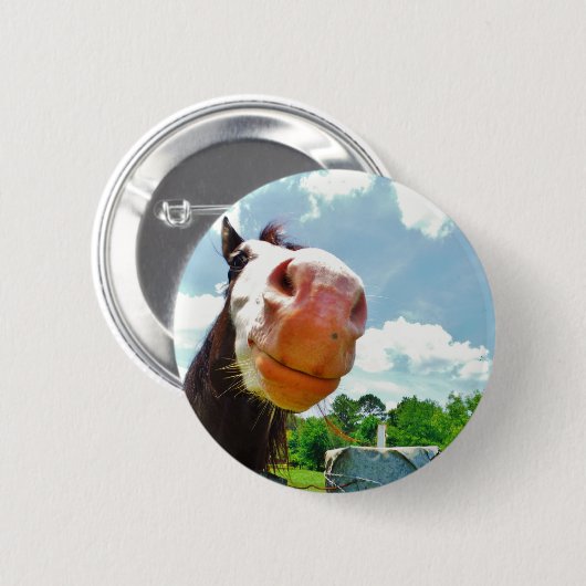 glimlachte paarden ronde button 5,7 cm (Voorkant /achterkant)