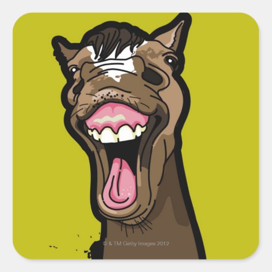glimlachte paarden vierkante sticker (Voorkant)