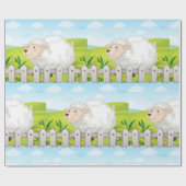 glimlachte schapen cadeaupapier (Vlak)
