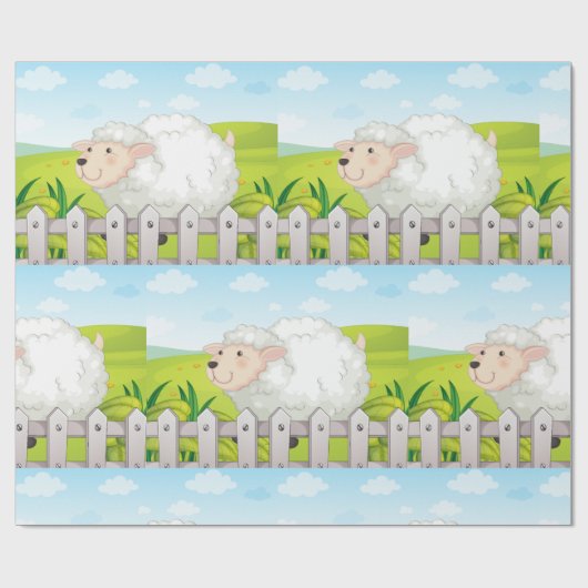 glimlachte schapen cadeaupapier (Vlak)