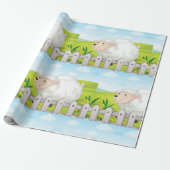 glimlachte schapen cadeaupapier (Uitgerold)