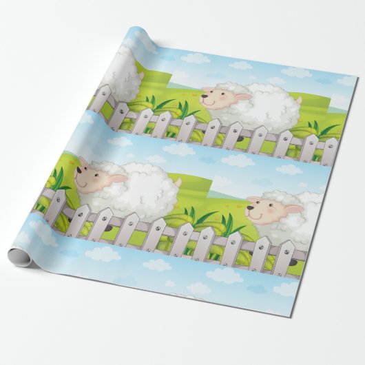 glimlachte schapen cadeaupapier (Uitgerold)