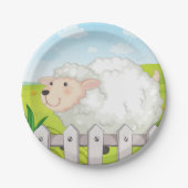 glimlachte schapen papieren bordje (Voorkant)