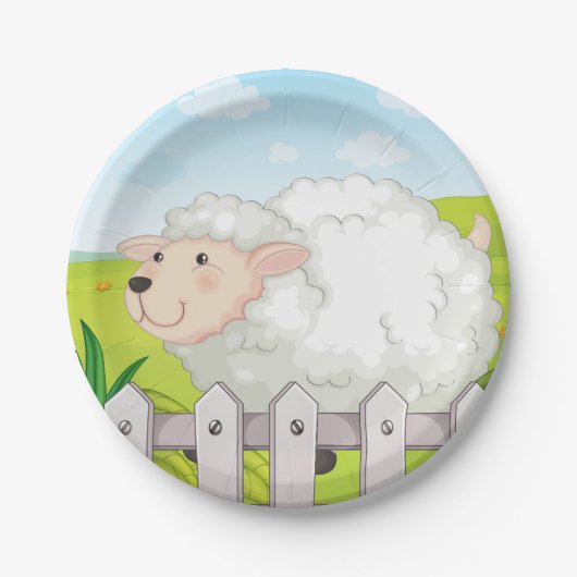 glimlachte schapen papieren bordje (Voorkant)