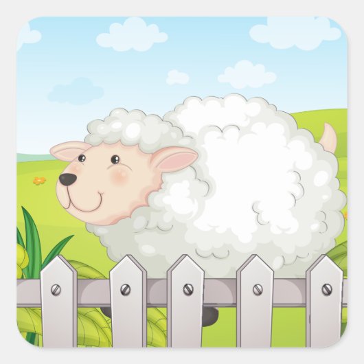 glimlachte schapen vierkante sticker (Voorkant)