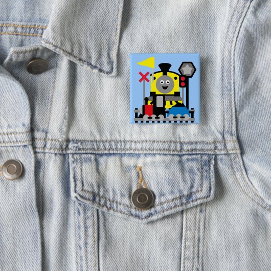 glimlachte trein vierkante button 5,1 cm (In situ)