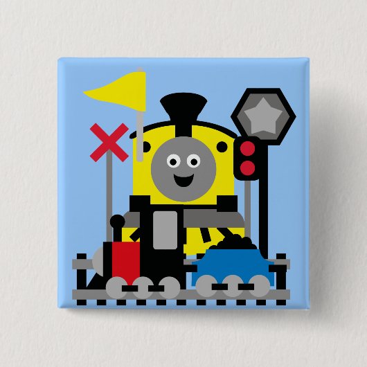 glimlachte trein vierkante button 5,1 cm (Voorkant)