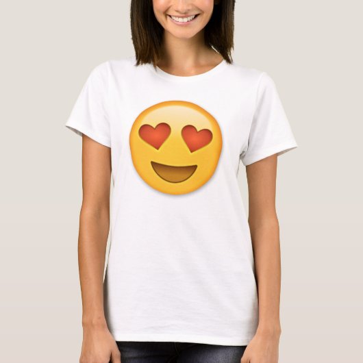 Glimlend gezicht met hartverwarmde ogen emoji t-shirt (Voorkant)