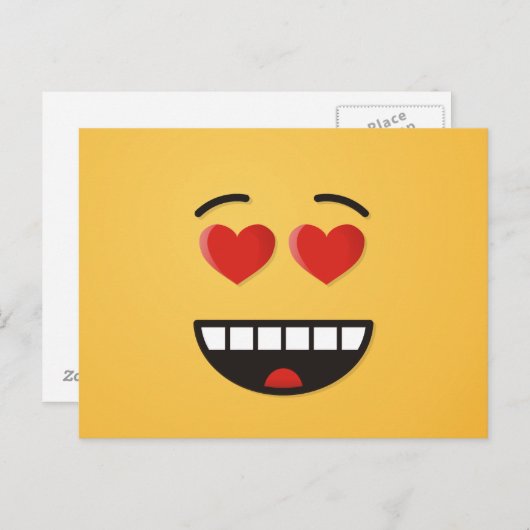 Glimlend gezicht met hartvormige ogen briefkaart (Voorkant / Achterkant)