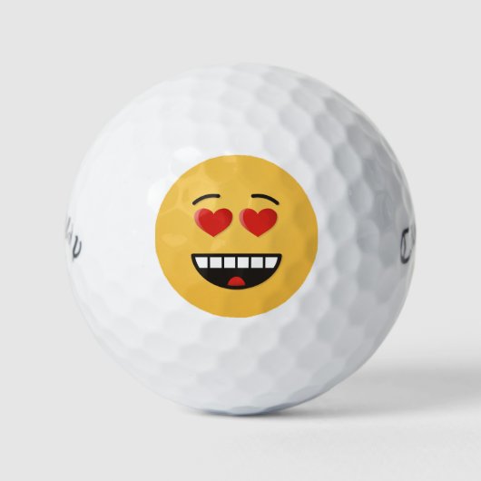 Glimlend gezicht met hartvormige ogen golfballen (Voorkant)