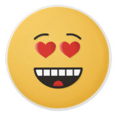 Glimlend gezicht met hartvormige ogen keramische knop (Voorkant)