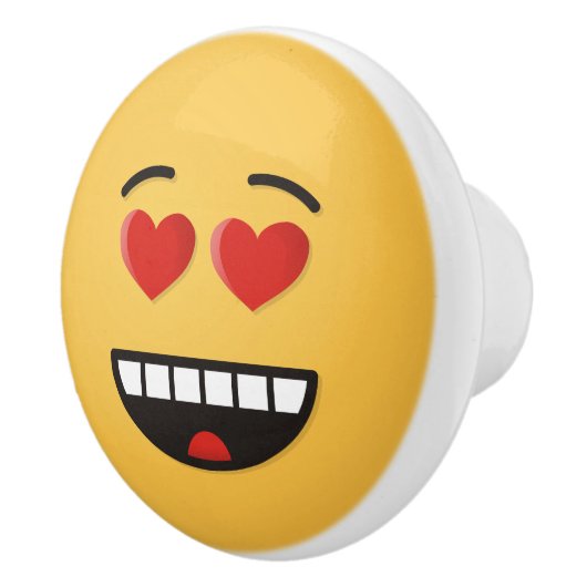 Glimlend gezicht met hartvormige ogen keramische knop (Rechts)