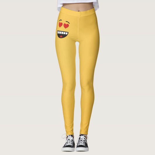 Glimlend gezicht met hartvormige ogen leggings (Voorkant)
