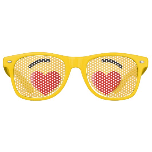 Glimlend gezicht met hartvormige ogen retro zonnebril (Voorkant)