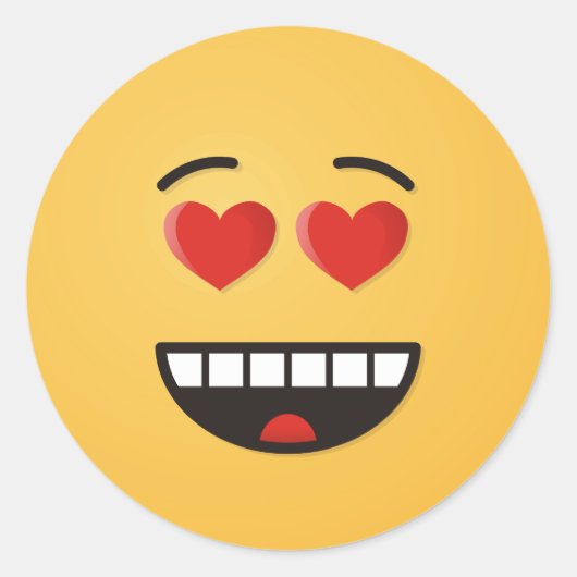 Glimlend gezicht met hartvormige ogen ronde sticker (Voorkant)