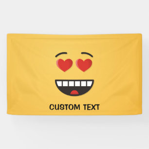 Glimlend gezicht met hartvormige ogen spandoek