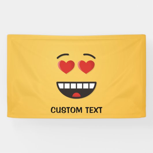 Glimlend gezicht met hartvormige ogen spandoek (Horizontaal)