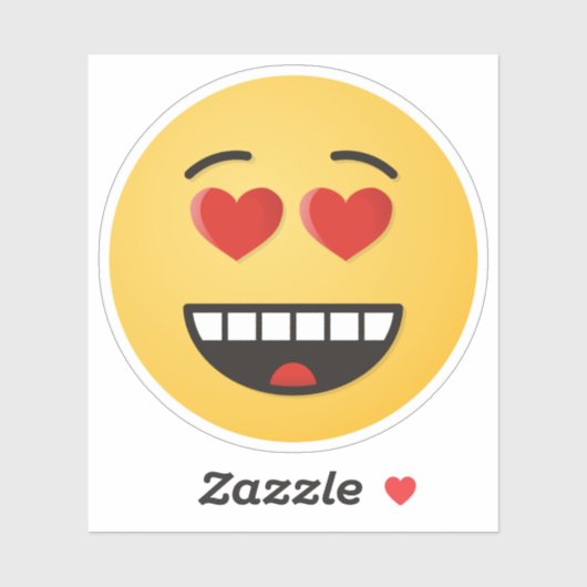 Glimlend gezicht met hartvormige ogen sticker (Vel)