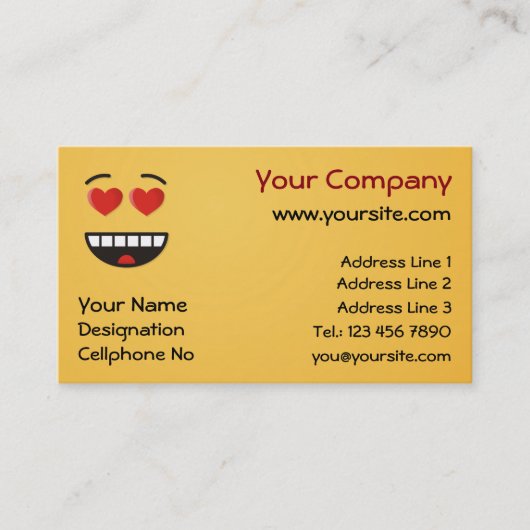 Glimlend gezicht met hartvormige ogen visitekaartje (Voorkant)