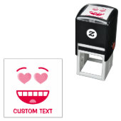 Glimlend gezicht met hartvormige ogen  zelfinktende stempel (In situ)