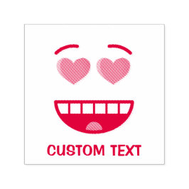 Glimlend gezicht met hartvormige ogen  zelfinktende stempel