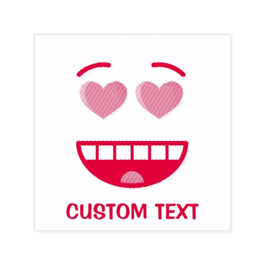 Glimlend gezicht met hartvormige ogen  zelfinktende stempel (Design)