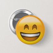 Glimlend gezicht met open mond en glimlachende oge ronde button 5,7 cm (Voorkant /achterkant)