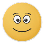 Glimlend gezicht met open ogen keramische knop (Voorkant)