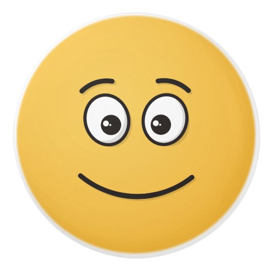 Glimlend gezicht met open ogen keramische knop (Voorkant)