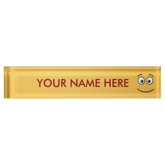 Glimlend gezicht met open ogen naambordje (Voorkant)