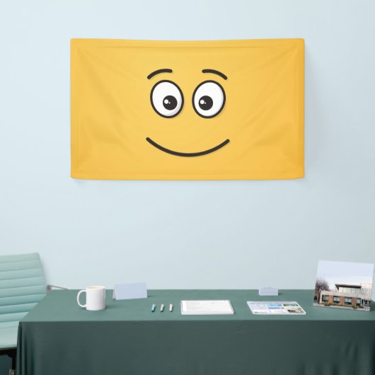 Glimlend gezicht met open ogen spandoek (Beurs)