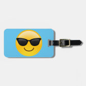 Glimlend gezicht met zonnebrillen Cool Emoji Bagagelabel (Voorkant horizontaal)