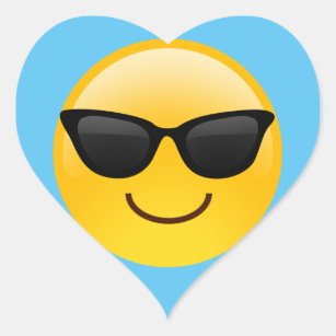 Glimlend gezicht met zonnebrillen Cool Emoji Hart Sticker