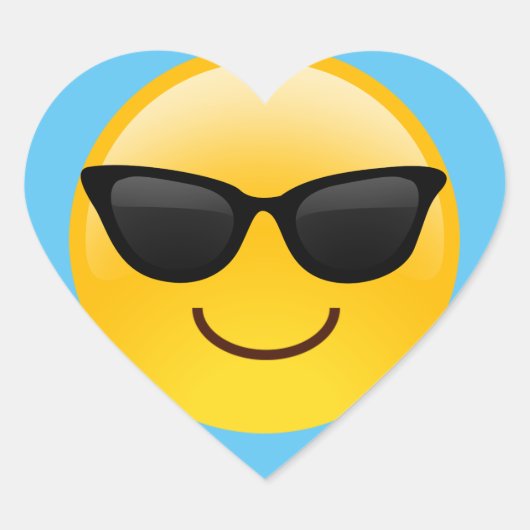 Glimlend gezicht met zonnebrillen Cool Emoji Hart Sticker (Voorkant)