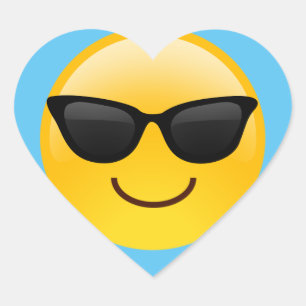 Glimlend gezicht met zonnebrillen Cool Emoji Hart Sticker