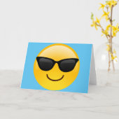 Glimlend gezicht met zonnebrillen Cool Emoji Kaart (Gele Bloem)