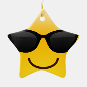 Glimlend gezicht met zonnebrillen Cool Emoji Keramisch Ornament