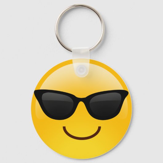Glimlend gezicht met zonnebrillen Cool Emoji Sleutelhanger (Voorkant)