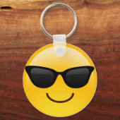 Glimlend gezicht met zonnebrillen Cool Emoji Sleutelhanger (Voorkant)