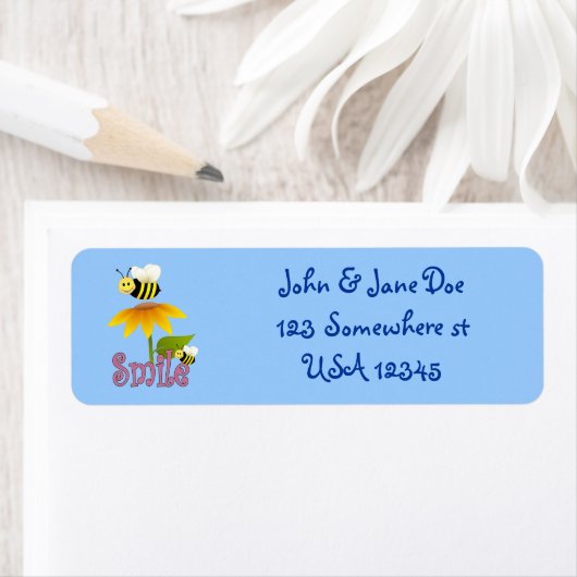 Glimlende bij etiket (Insitu)