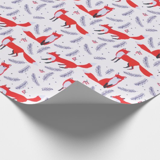 Glimlende bossen bos Greenery Red Fox Cadeaupapier (Hoek)