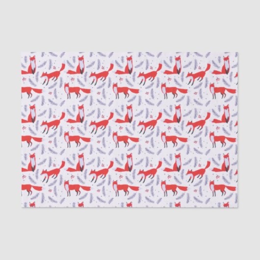 Glimlende bossen bos Greenery Red Fox Tissuepapier (Voorkant)